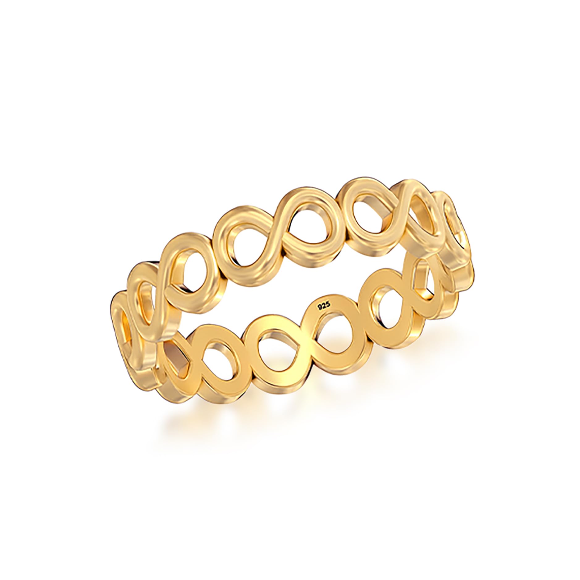 truesilver acpl 925 Sterling Silver 14K Gold-Plated Simple Infinity Finger Ring for Women & Girls-picture-55