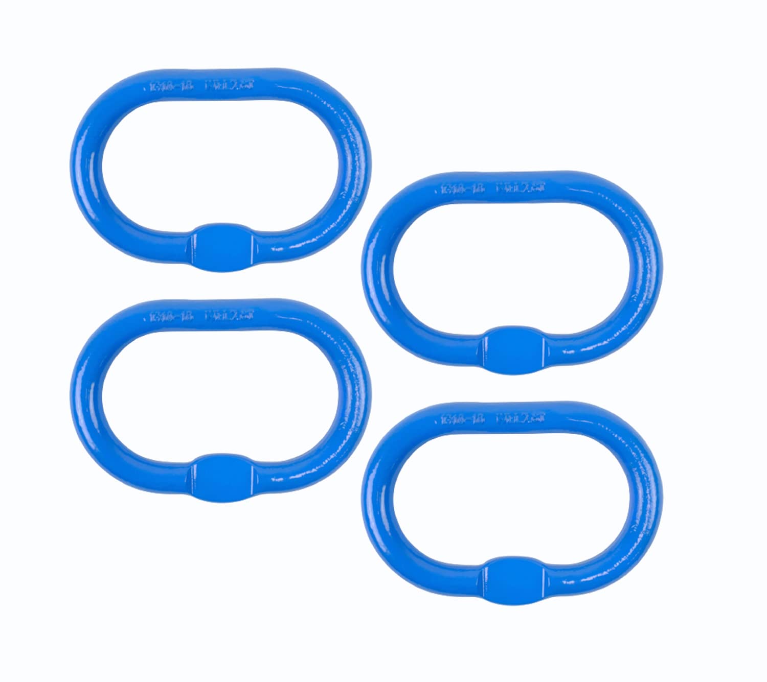 Mytee Products (4 Pack 1/2 Inch Oblong Master Link for Chain & Wire Rope, Grade 100 - WLL 5,000 Lbs (2.3 Ton), Blue - 4:1 Safety Factor - Alloy Steel, Heavy-Duty, Oval Master Link Ring for Lifting