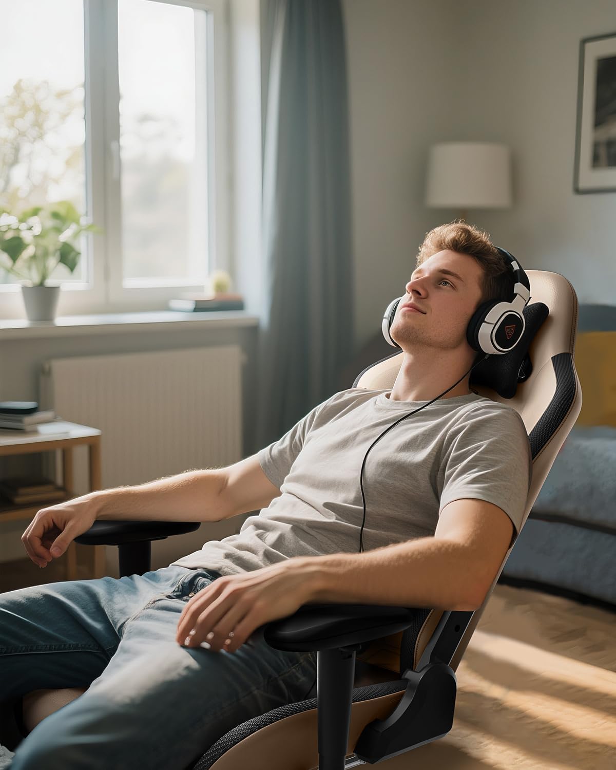 AutoFull C3 Sedia Gaming, Ergonomica Sedia da Gaming con Schienale Regolabile 155°, Supporto Lombare Ergo 3D, Poggiapiedi, Pelle PU - Design in Stile Racing (Marrone)