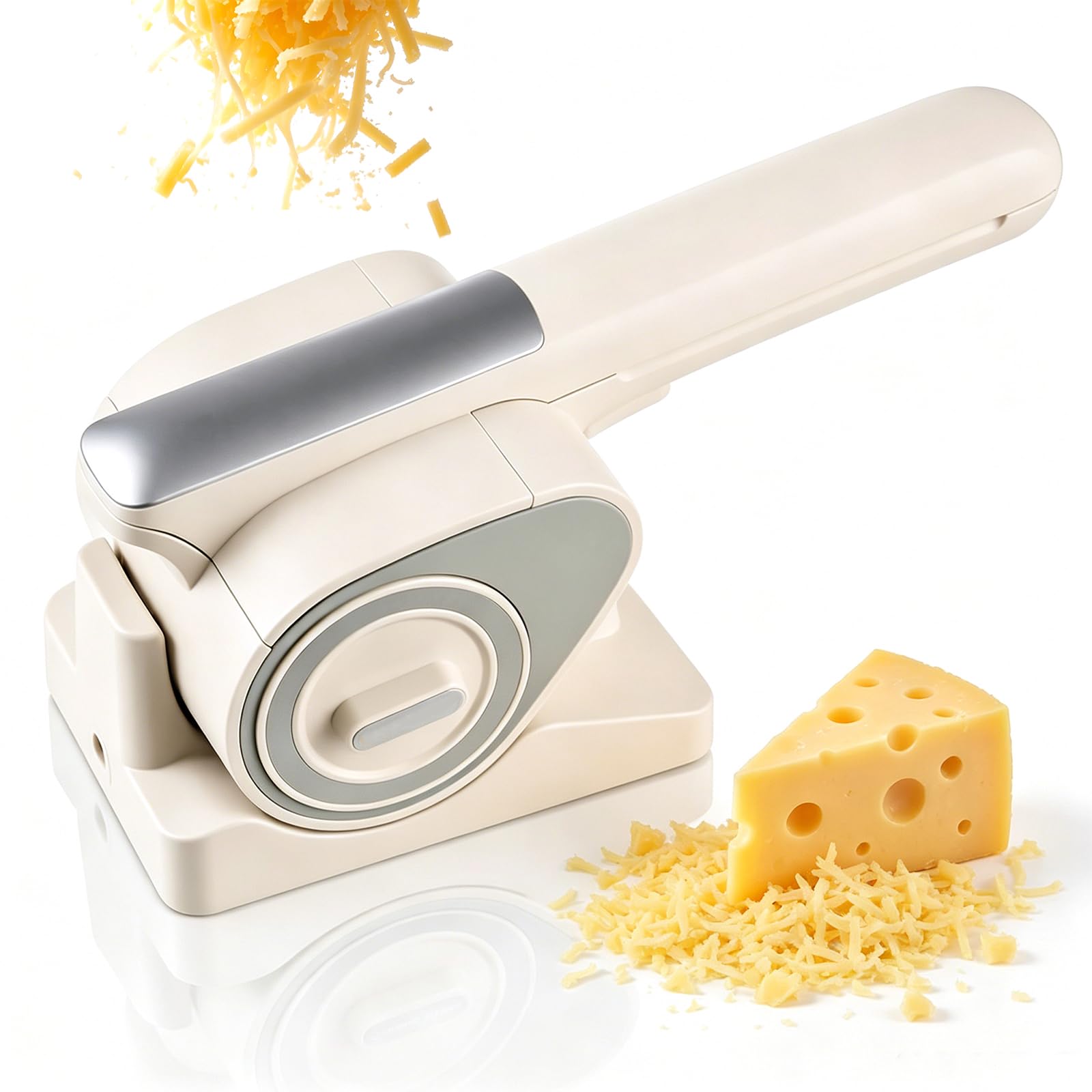 CHANGLKJ Electric Cheese Grater, Rechargeable Automatic Cheese Shredder With 2 Interchangeable Drum Blades, 2kg/ Full Charge, Easy To Clean And Handheld, For Cheese, Nuts, Chocolate & Vegetable