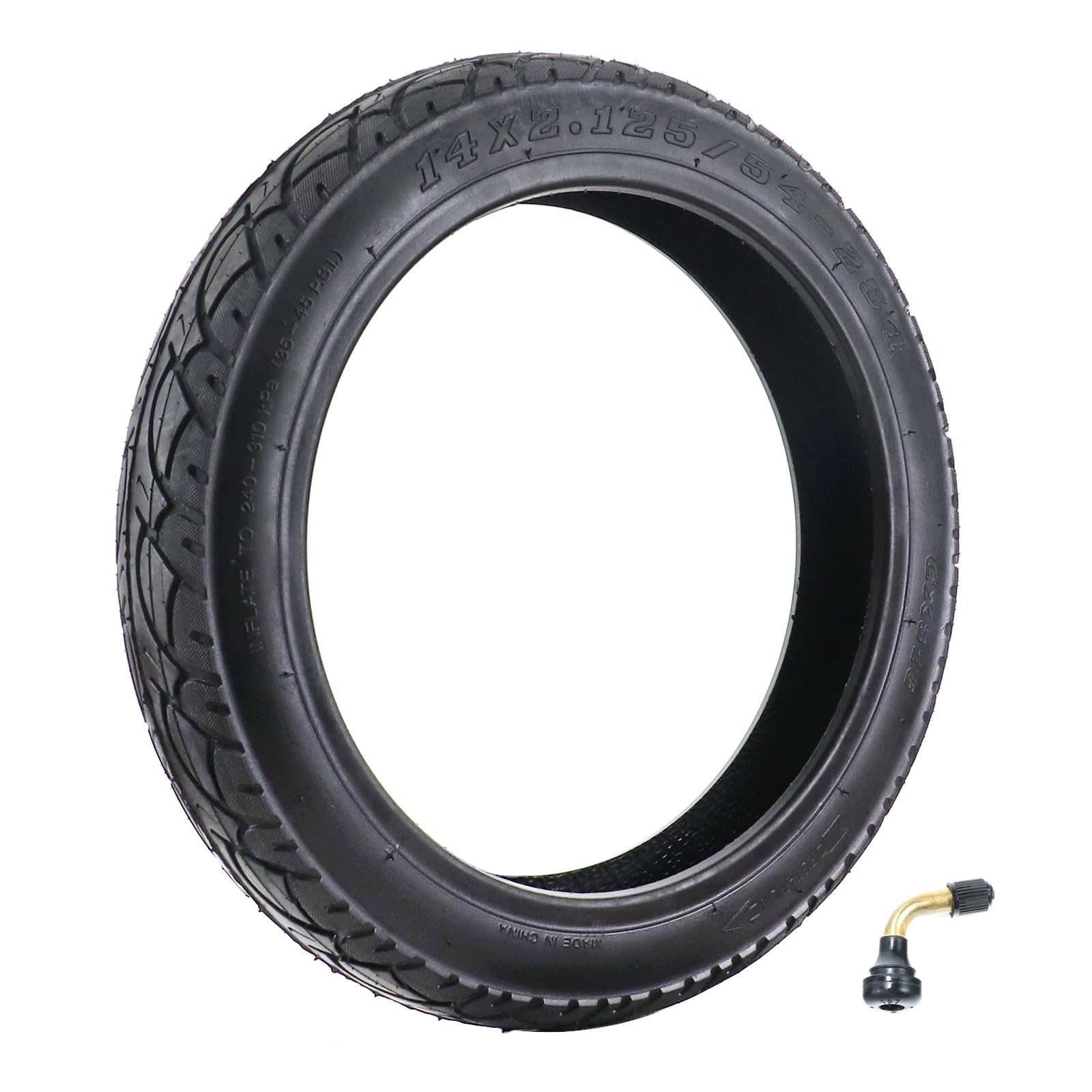 14 x 2.125 Tubeless Bike Tire,14 Inch Electric bike Replacement Tire with Angled Valve Stem Compatible with Electric Scooters, E-Bike and more