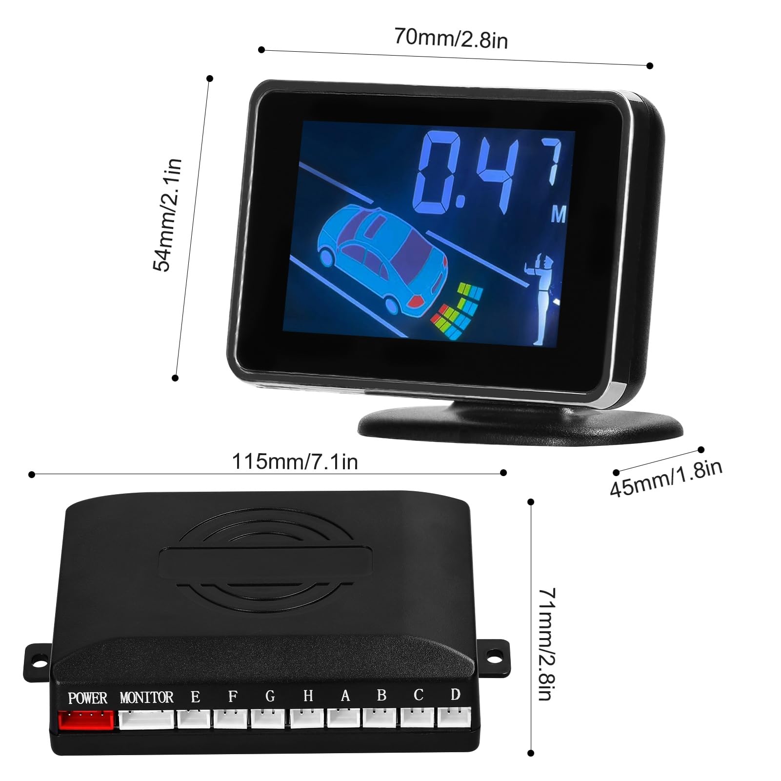 Sensori Parcheggio Auto con 8 Anteriore e Posteriore di Allarme Acustico/Buzzer/ Display LCD Distanza Regolabile Supporto Parcheggio Automatico