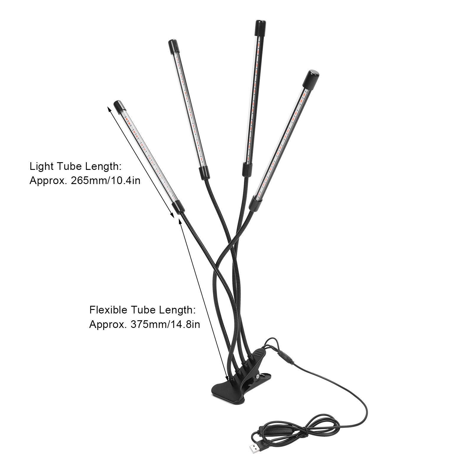4 Head LED Timing Plant Grow Light con Abrazadera Full Spectrum Red Blue Felxible Grow Lamp
