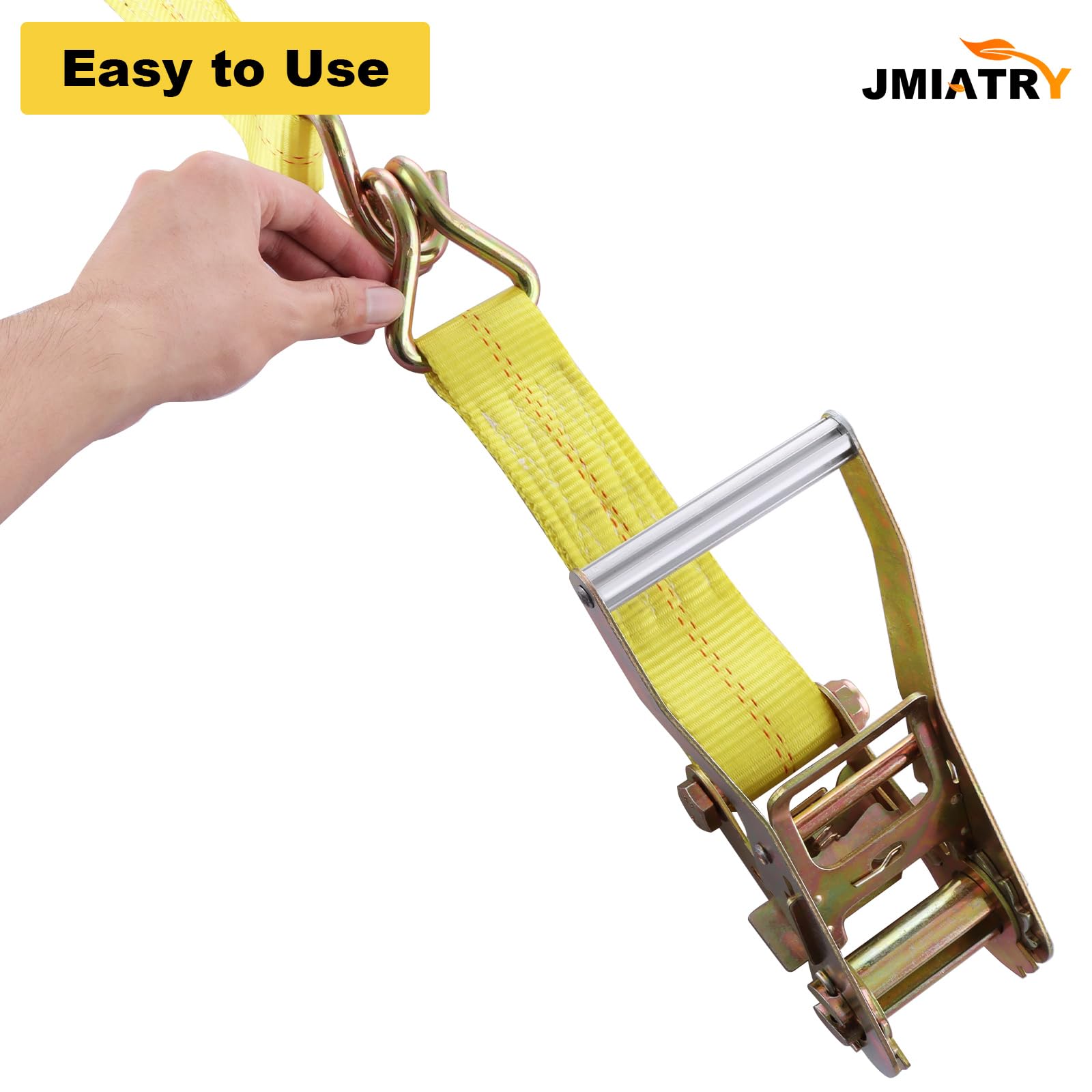 JMIATRY 4 cinghie a cricchetto resistenti con ganci, 5 m x 50 mm, con resistenza alla rottura di 4000 kg, cinghia regolabile a cricchetto per furgoni, moto, camion e rimorchi