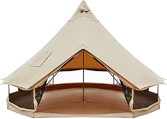 KingCamp Canvas Bell Yurt Tents, 4 Seasons Large Waterproof & Windproof Luxury Glamping Tent w/Stove Jack for Family Outdoor Camping, Hunting, Parties