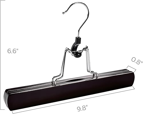 Miniatura 7 de HOUSE DAY Perchas de madera para pantalones, paquete de 20 perchas de abrazadera con forro de fieltro, perchas antideslizantes para faldas de madera
