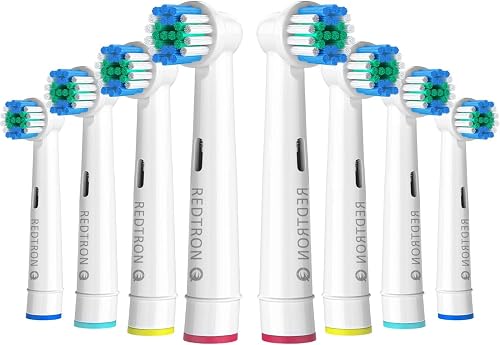 REDTRON Testine Spazzolino Ricambio Compatibile con Oral B (8 pezzi), Testine Spazzolino Elettrico per Precision Clean, Testine di Ricambio per Pro1000 Pro3000 Pro5000 Pro7000 e altri