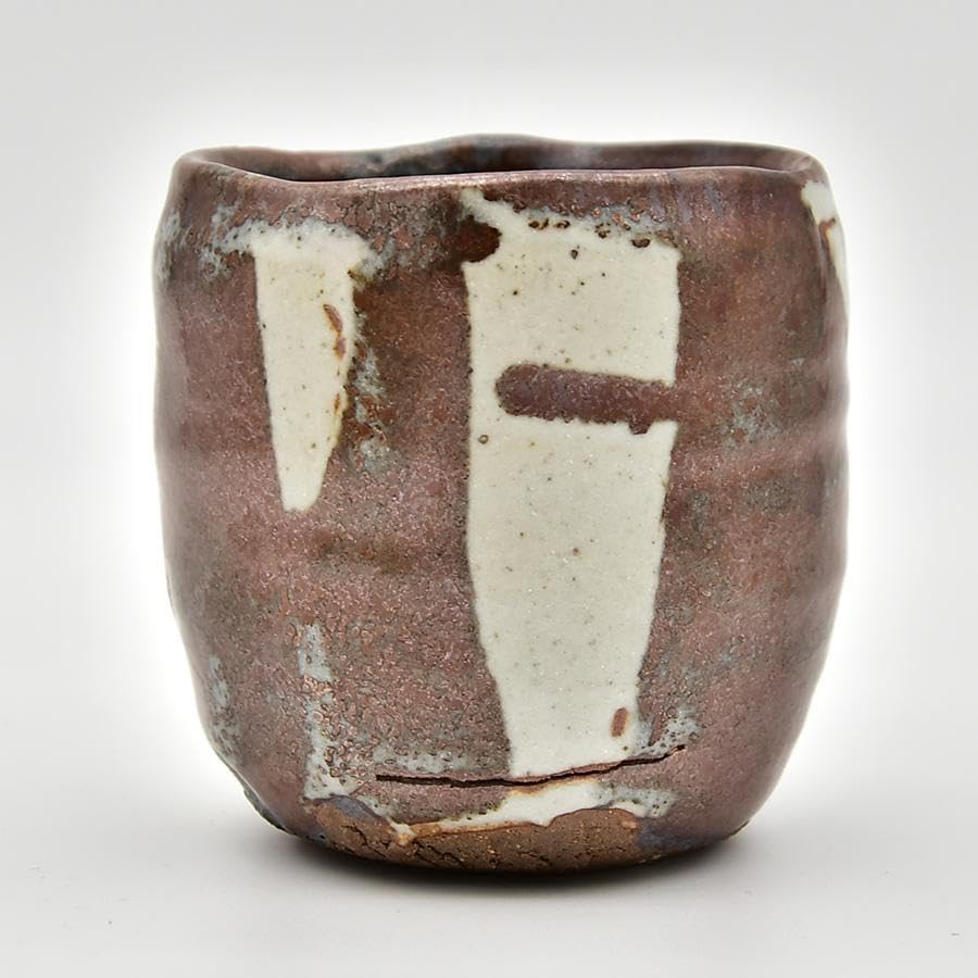 Amazon.co.jp: 五島彰二作 鉄化粧 筒志野茶碗 共箱 略歴 茶道具 本物