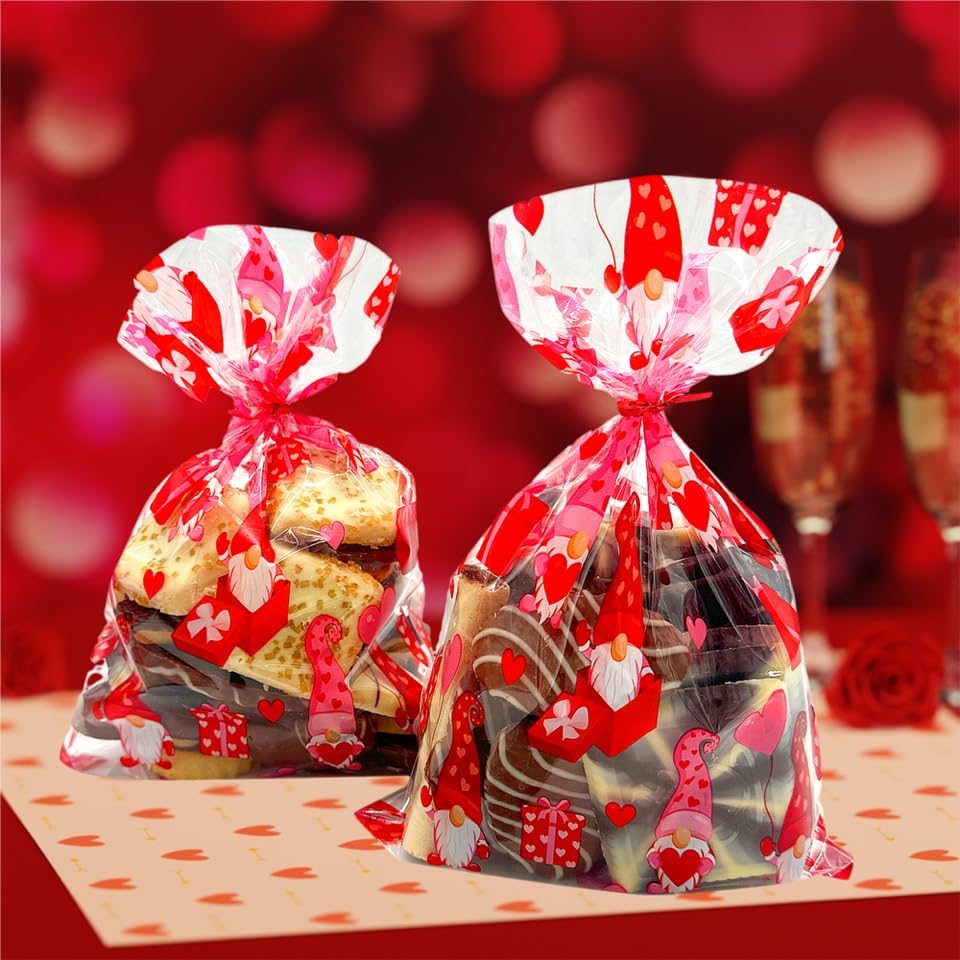 Miniatura 3 de BASHOUT 100 bolsas de regalo para el día de San Valentín  Bolsas de galletas de celofán de San Valentín  Bolsas de regalo para el día de San
