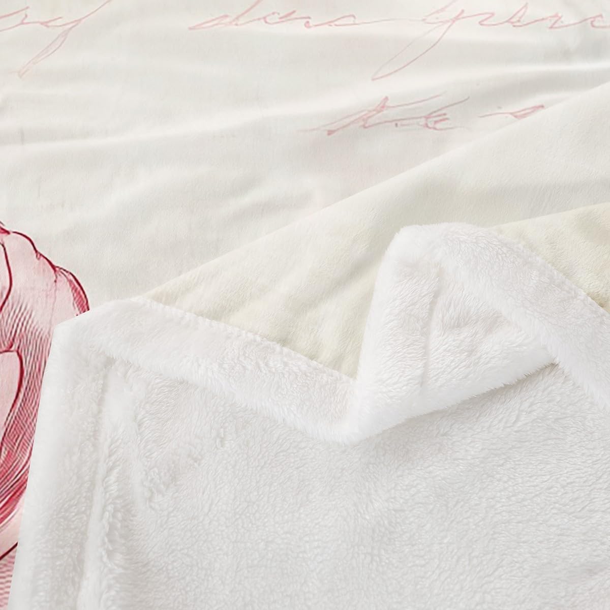 Castle Fairy Romantic Floral Kids Flannel Blanket,Pink Rose Flowers Watercolor Fuzzy Blanket for Children,Music Notes Print Beige Polyester Throw Blanket for Couch, Twin Size (60 x 80 Inch)