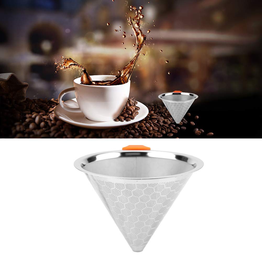 Pour over Coffee Filter, Stainless Steel Fine Mesh Strainer Coffee Dripper, 4.92 X 3.54 X 0.39in