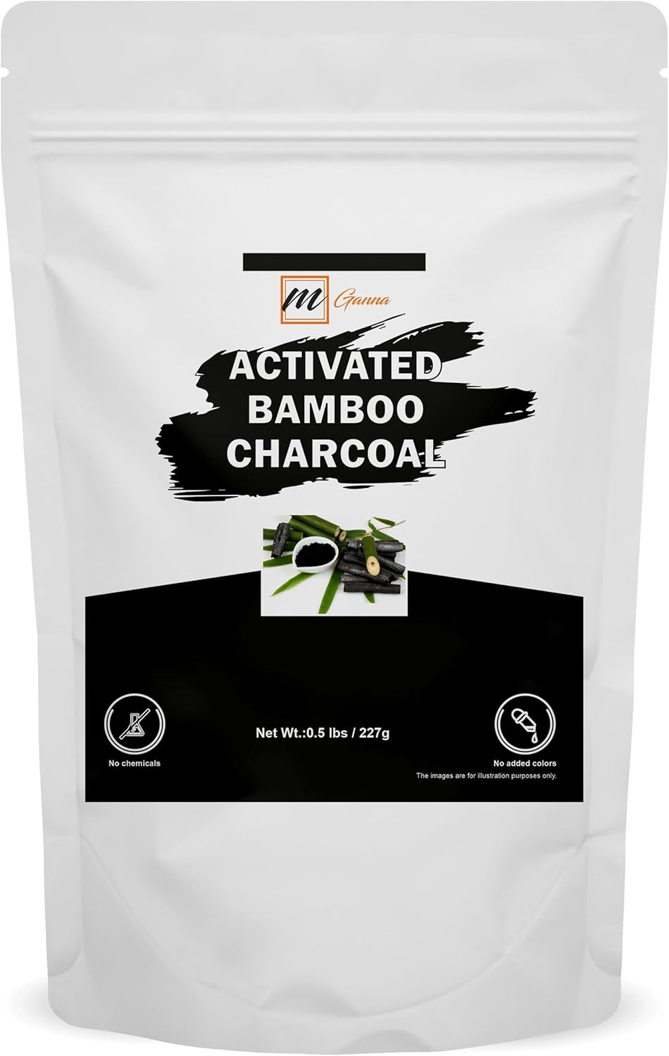 Activated Bamboo Charcoal 0.5lbs / 227g for Teeth Cleaning, Face Masks, Scrubs and Soap Making