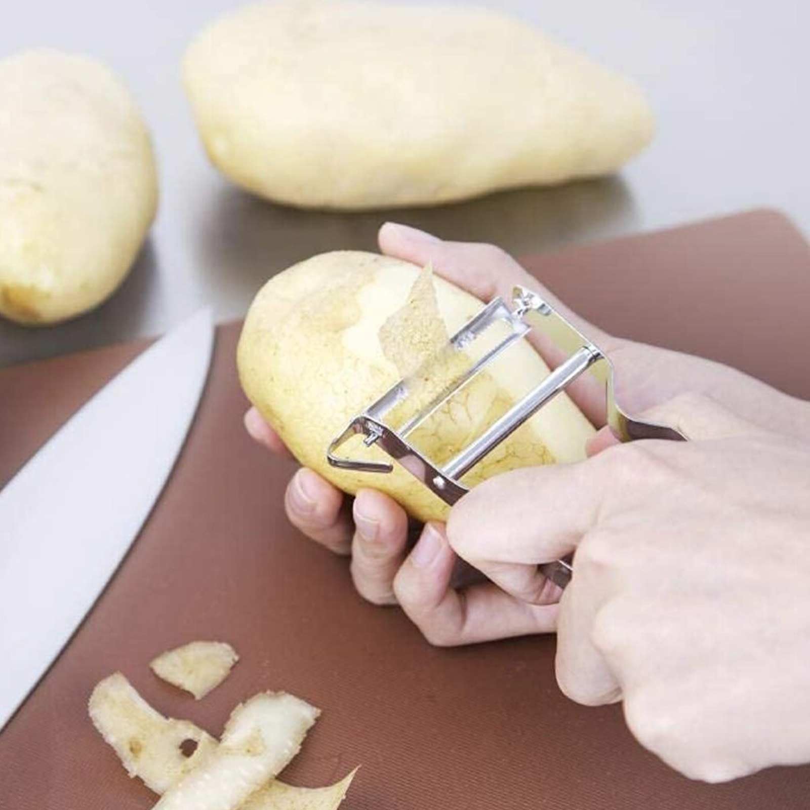 2X Stainless Steel Peeler French Potato Peeler Vegetable Fruit Easy, Silver - Image 3