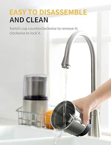 Miniatura 6 de SHARDOR Molinillo eléctrico de café con hoja de hierbas, molinillo de especias con 2 cuencos extraíbles de acero inoxidable, color plateado