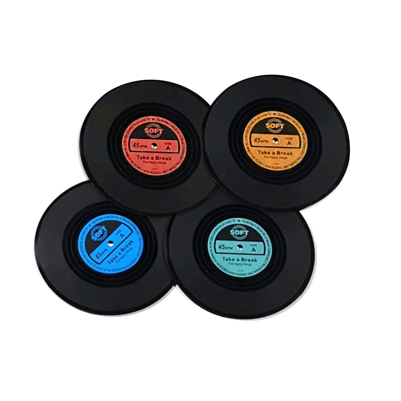 Juego de 6 posavasos de disco de vinilo retro y colorido para bebidas, juego de posavasos de disco de vinilo vintage, posavasos antidlizant y ristent al calor, decoración del hogar creativa, alfombrillas