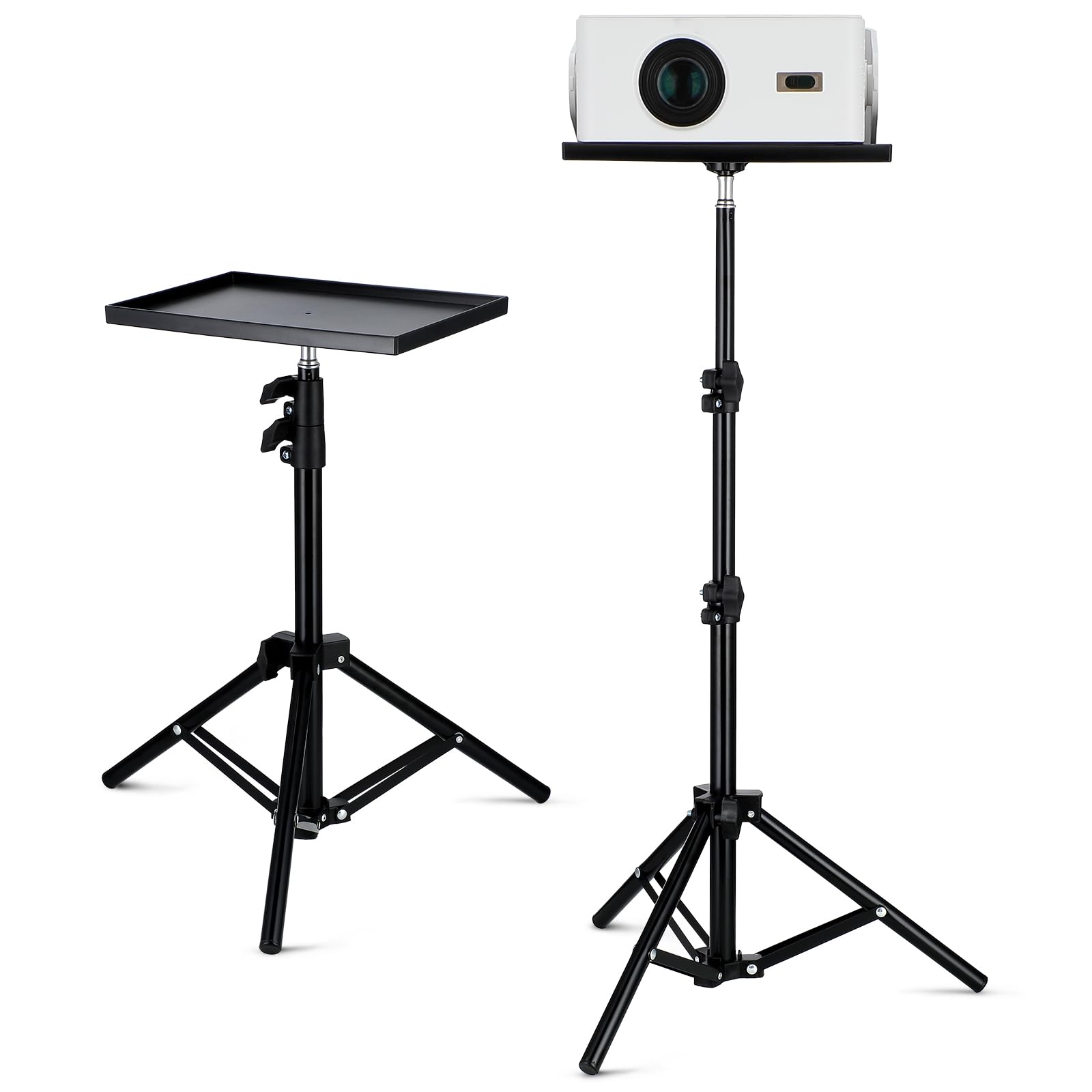 SOIMISS Beamer Ständer, Multifunktionaler Beamer Stativ mit Klappbar, Verstellbarer Höhe Von 40cm Bis 110cm, Projektor Halterung mit Klein Tablett, Laptop Ständer Tragbarer Projektorständer für Kamer