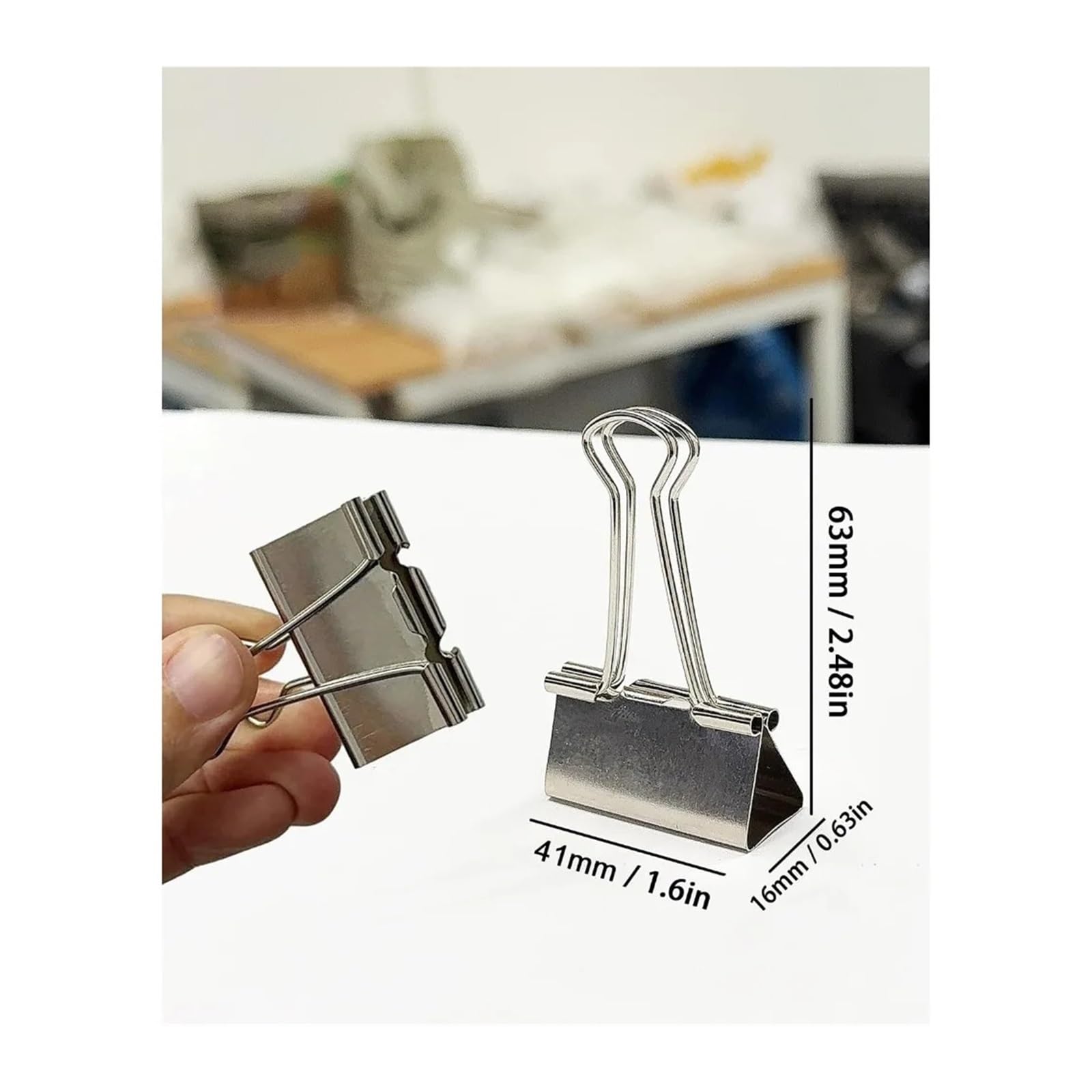 Foldback Klammern 100er-Pack 1,6-Zoll-Binderklammern | For eine effiziente Dokumentenorganisation