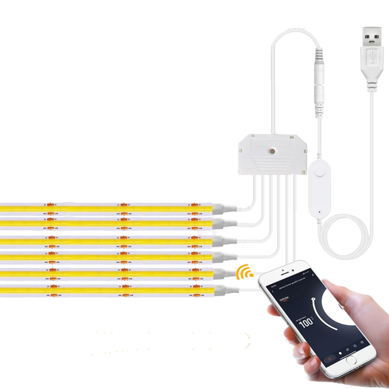 Striscia LED Smart Life APP Controllo dimmerabile 5V USB 320LED Armadio da cucina a parete con luce lineare(Natural white,6 Strip with Wifi,2m)