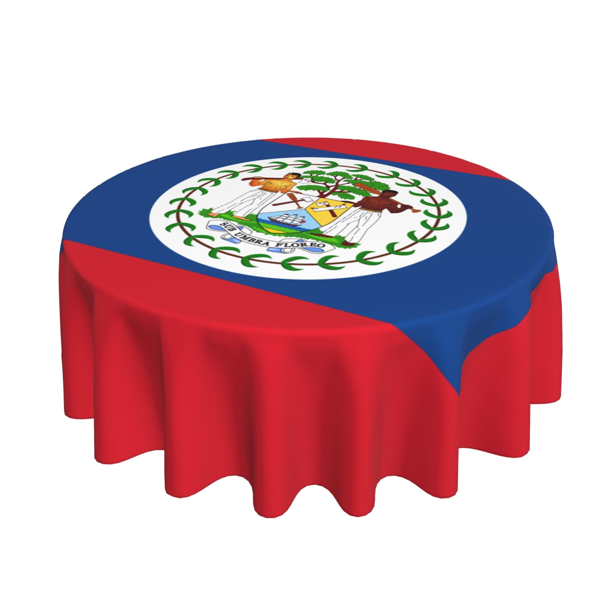 HLBSDM Flag of Belize 60" Restaurant Circle Decor Tablecloth Festive Table Cover Round Art Desk Cloth