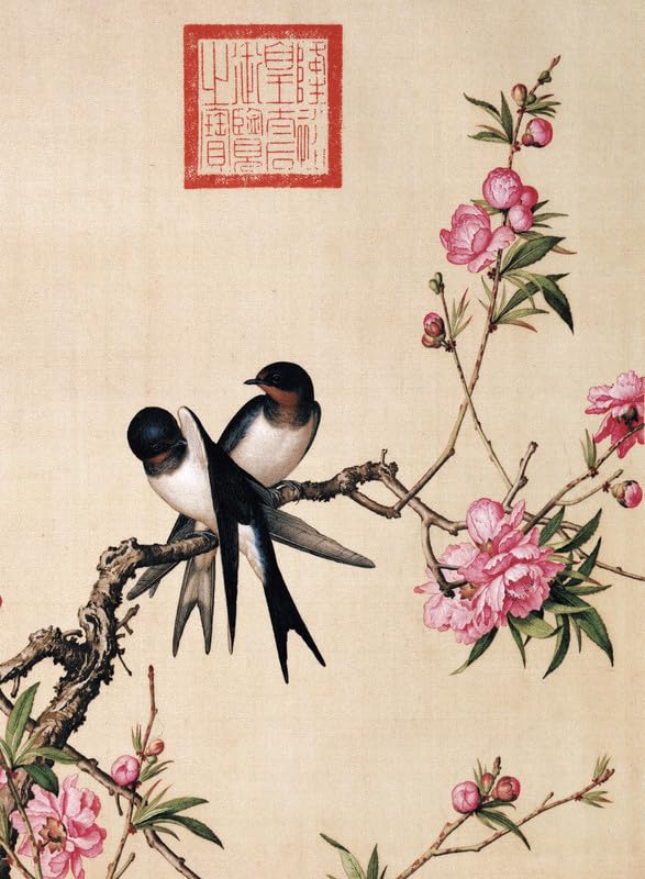 Bristlegrass Wooden Jigsaw Puzzles for Adults 1000 Pieces and up Qing Dynasty Giuseppe Castiglione Masterpieces of Art Peach Blossom-Chinese Style Flower & Bird Painting Gifts Puzzles (1000 pcs) — image 1