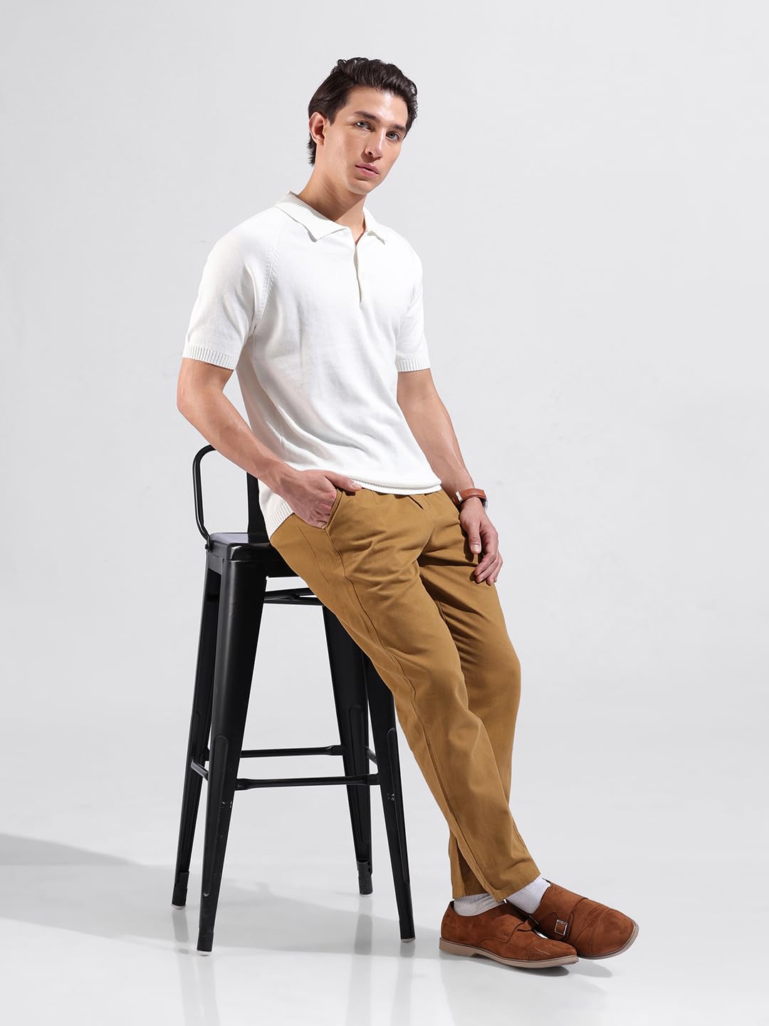 The Indian Garage Co Męska koszulka polo slim fit teksturowana płaska dzianina pół rękaw