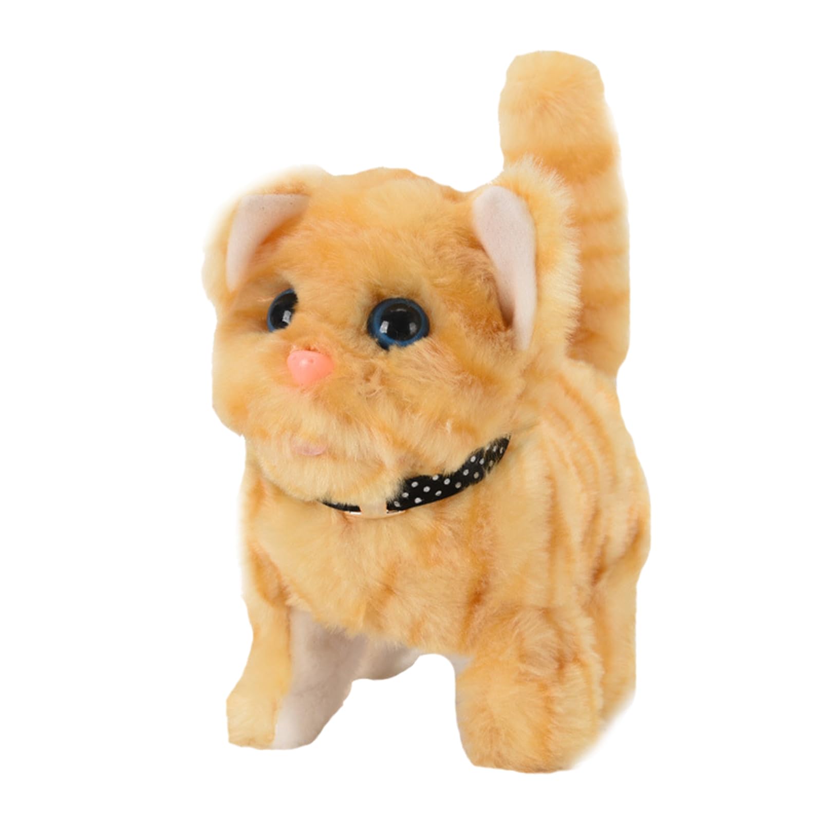 Fadcaer Electronic Interactive Plush Cat Toy, Plush Stuffed Kitten Toy with Barking Walking and Shaking Tails, Electronic Pet Toy, Electronic Cats Robot Pets Gift for Boys Girls (Yellow)