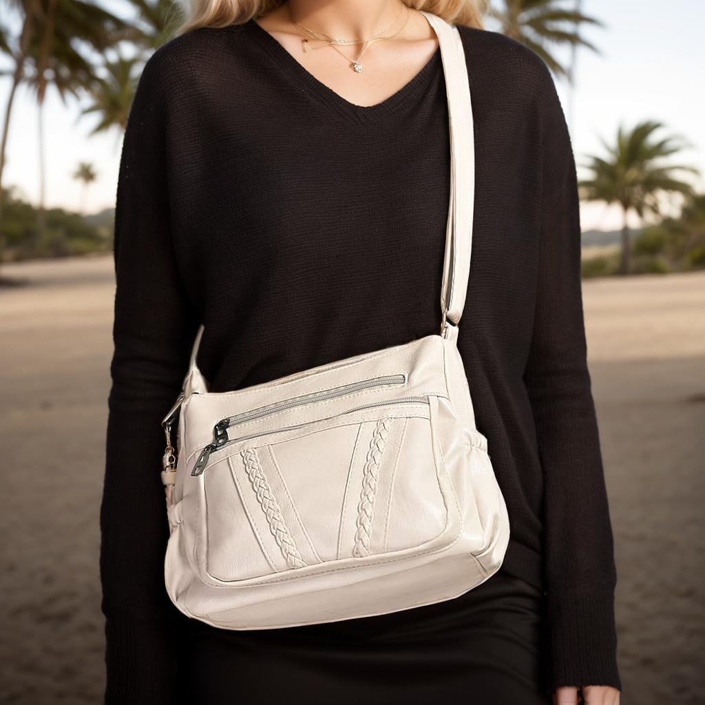 ELDA Crossbody Bags For Women Pocketbooks Soft PU Leather Purses and Handbags Multi Pocket Shoulder Bag - Image 3