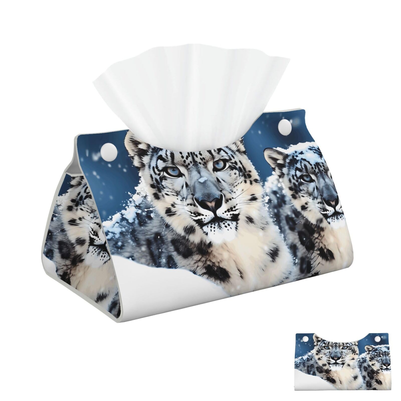 Blue Eyed Snow Leopard Tissue Box Cover Square Cube Boxes