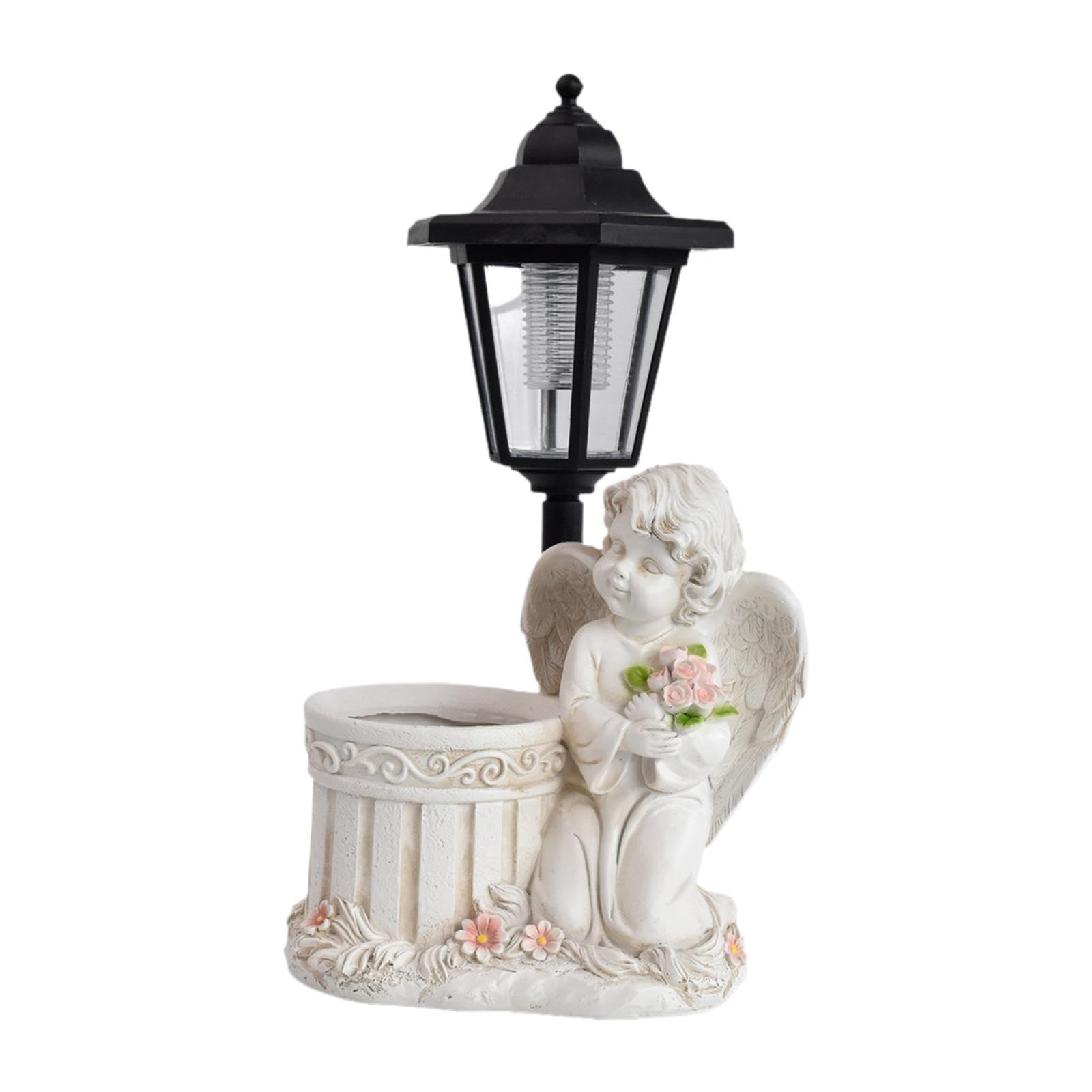 Statua Solare in Resina, Scultura Decorativa da Giardino, Ornamento per Vaso di Fiori, Adatta per Terrazza, Patio E, Bianco