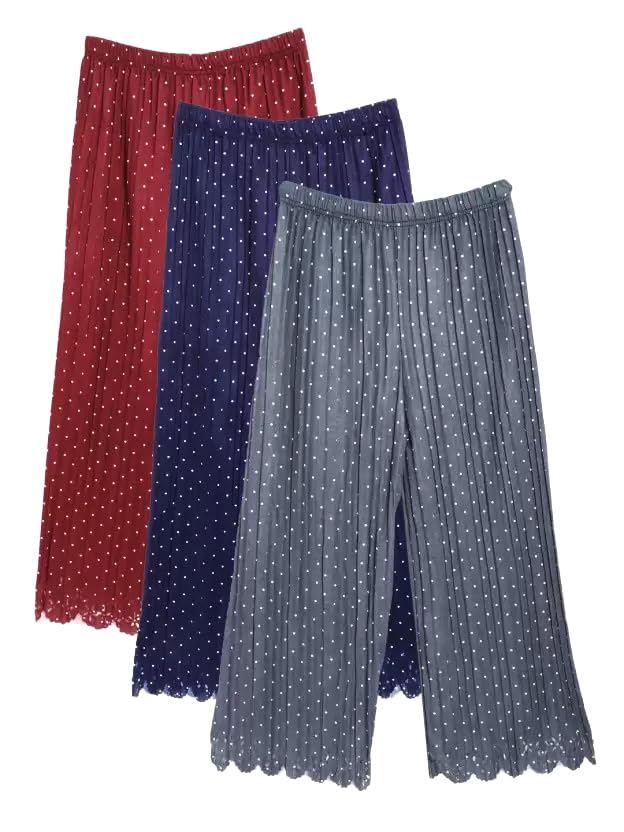 KIFAYATI BAZAR Girls Printed Regular Pyjama Palazzo Polka (Multicolor, Pack of 3)