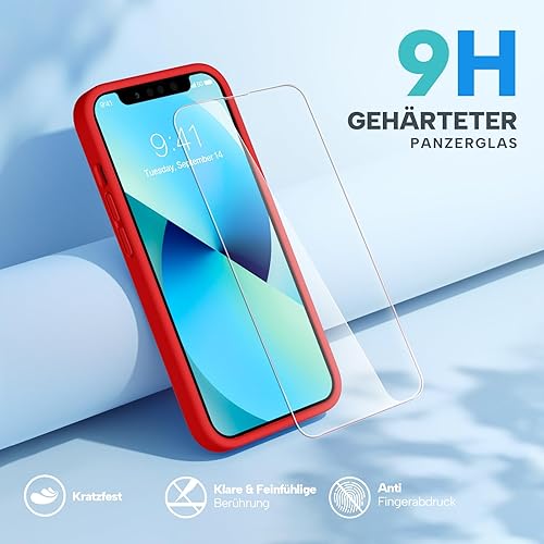 Miniatura 4 de Miracase Funda diseñada para iPhone 13, con protector de pantalla de vidrio templado, forro de microfibra suave antiarañazos, funda de goma de