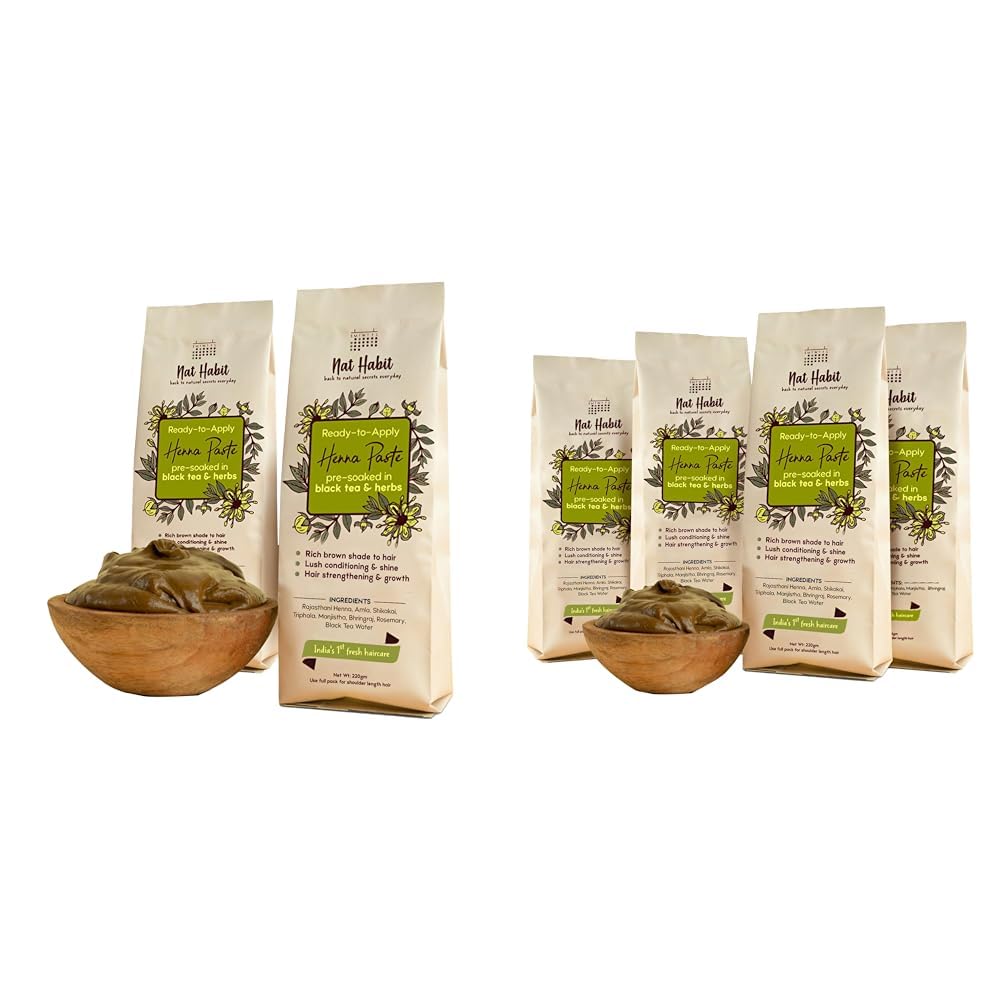 Nat Habit - Fresh Ready to Apply Henna Paste (Pack of 2 x 220g and Pack of 4 x 220g) - 100% Natural Rajasthani-picture-28