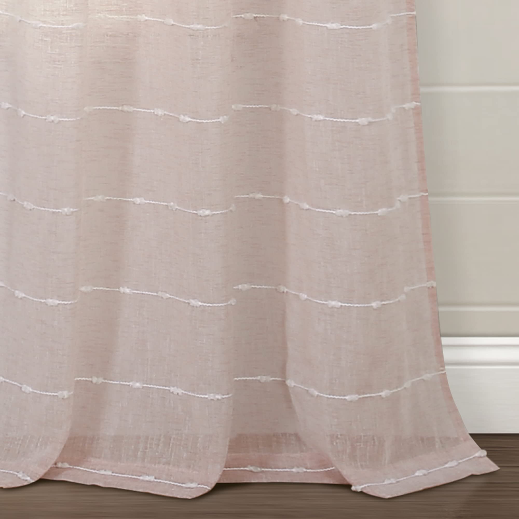 Lush Decor Paire de Rideaux de fenêtre Transparents et texturés à œillets de Style Rustique, 96,5 x 213,4 cm (l x L), Rose poudré