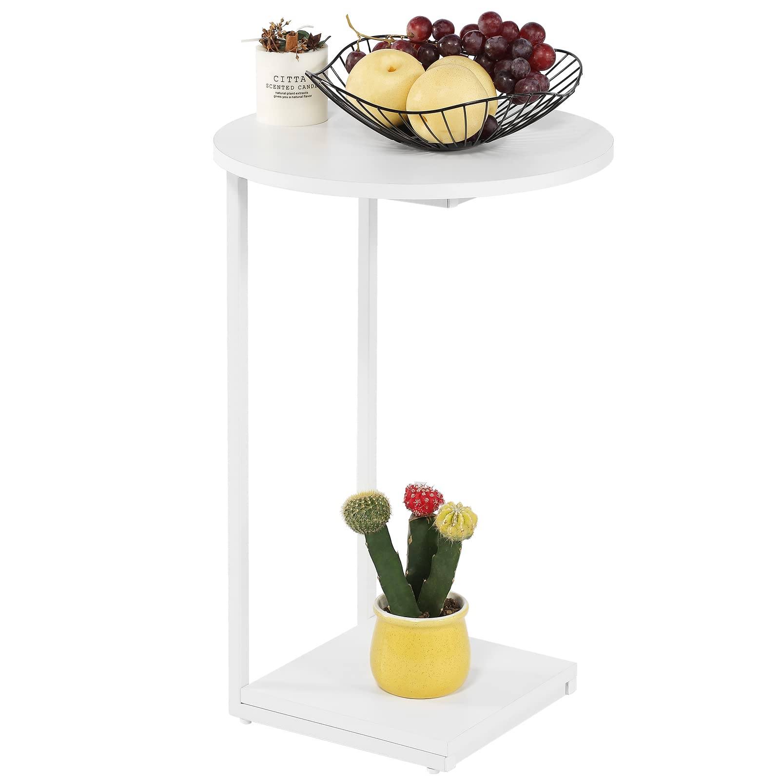 DCLRN Small End Table,c Table End Table for Sofa,Round Coffee Table is Suitable for Living Room and Bedroom.(White)