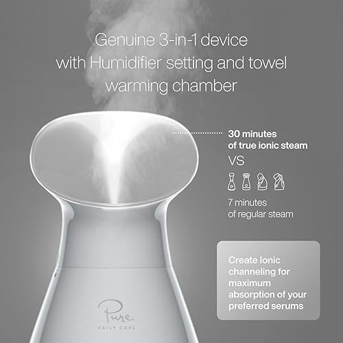Miniatura 16 de Vaporizador facial iónico Nanosteamer, grande 3 en 1 con control preciso de temperatura, tiempo de vapor de 30 minutos, humidificador de vapor