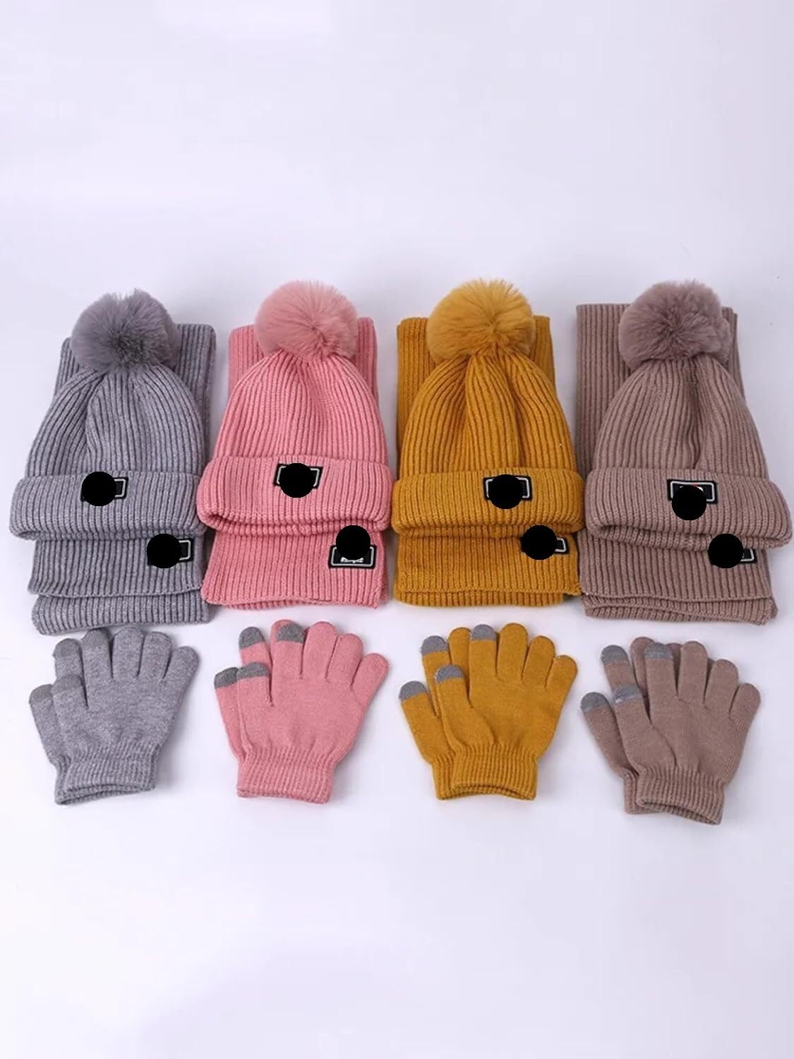 Sciarpa lavorata a magliaSciarpe for donna Bambini Inverno caldo berretto lavorato a maglia Sciarpa Guanti Set Berretto caldo da esterno con fodera Guanti sciarpa cappello for bambini