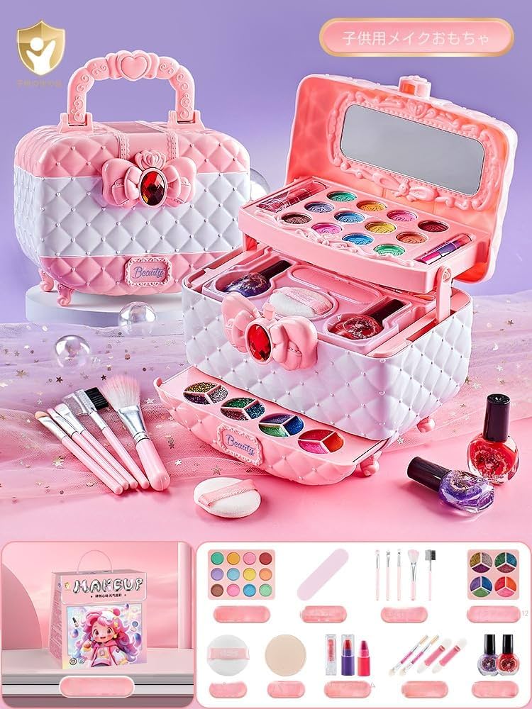 メイク道具 セット ピンク プラスチック Amazon | メイクセット 女の子 おもちゃ キッズコスメセット 4 5