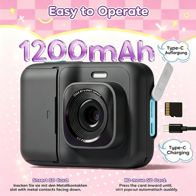 ETIKEZ Kids Camera Instant Print, 1080P with 32GB Card, Black - image 7