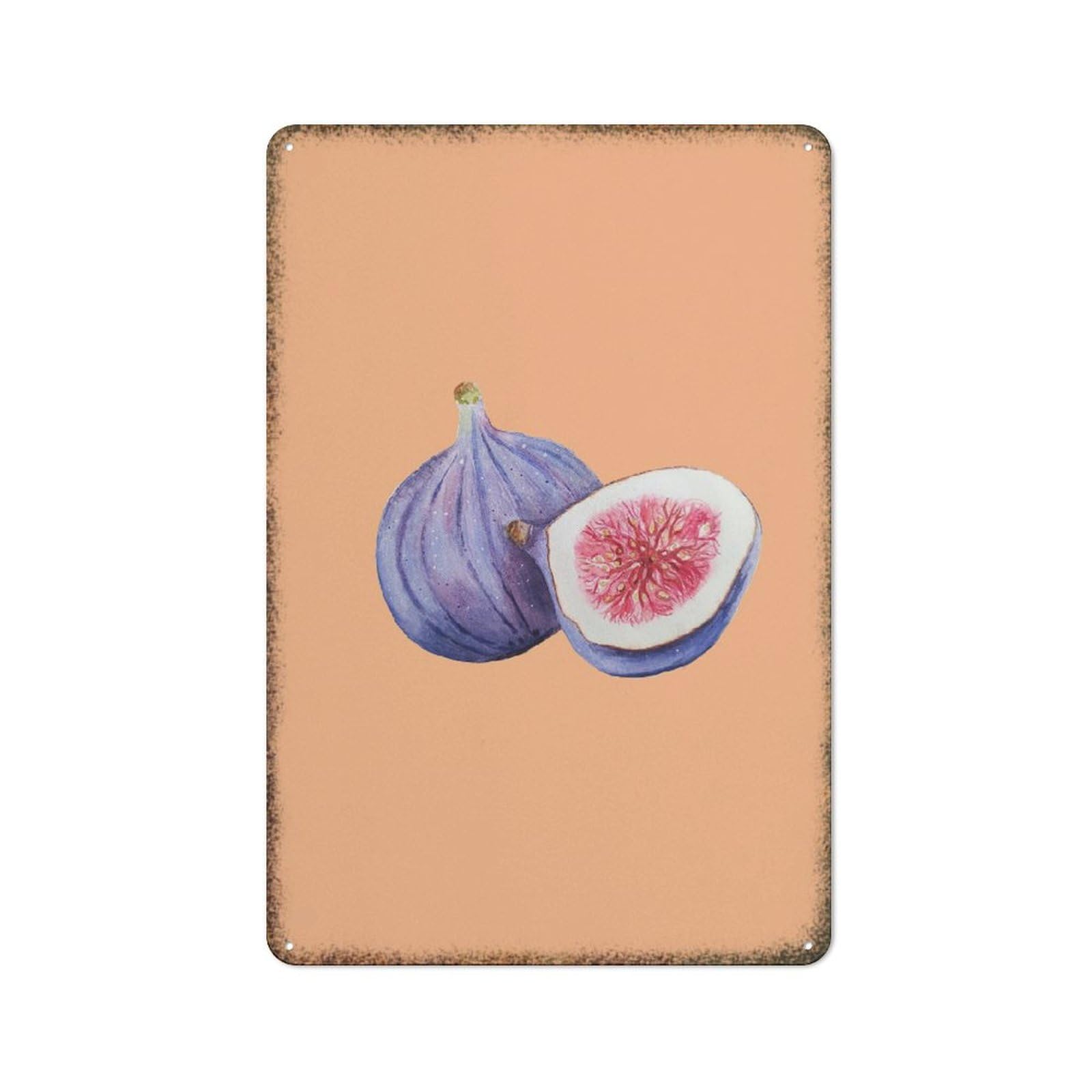 Fig Fruit Embossed Metal Wall Sign Ornamental Horticulture Style Retro Decor Plaque for Home Farmhouse Warehouse Man Cave 8x12 Inch
