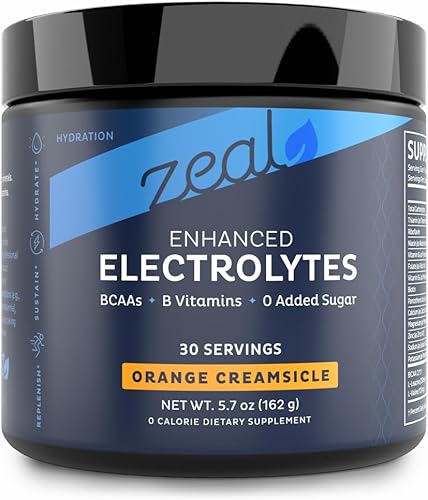 Vista 14 de Zeal Electrolitos en Polvo - 90 Porciones Polvo de Electrolitos Keto Cero Azúcar, BCAAs, Vitaminas B Potasio, Zinc, Magnesio Bebida