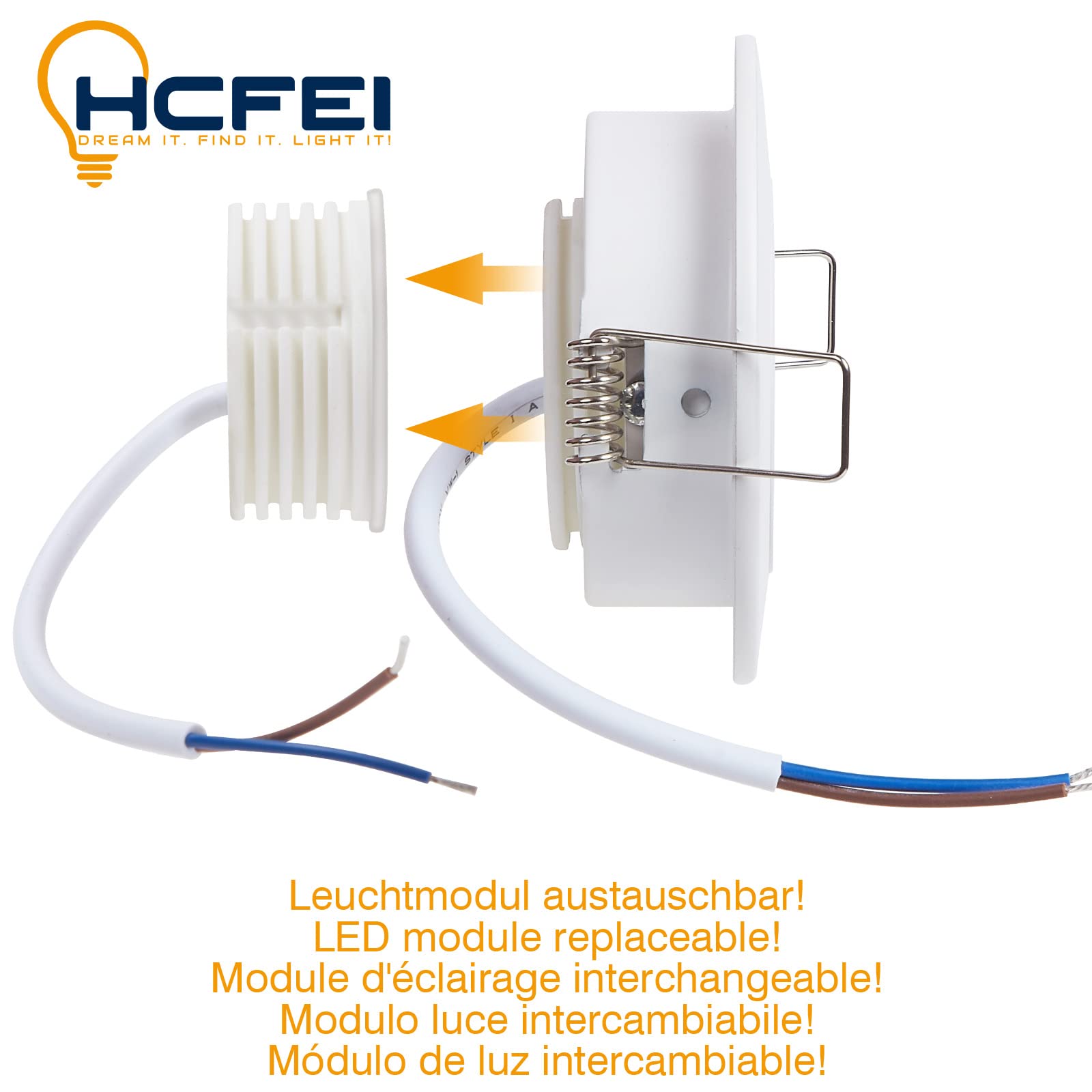 HCFEI 10er set LED Einbaustrahler dimmbar weiß schwenkbar 5W flach 230V Einbau-Spot Strahler Einbauspot 68mm Bohrloch, 120°Abstrahlwinkel, Warmweiß 3000K