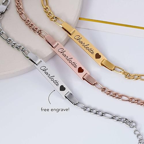 Miniatura 6 de Pulseras personalizadas con piedra natal de bebé para niñas, pulseras de identificación de nombre chapadas en oro de 18 quilates para niños, regalos
