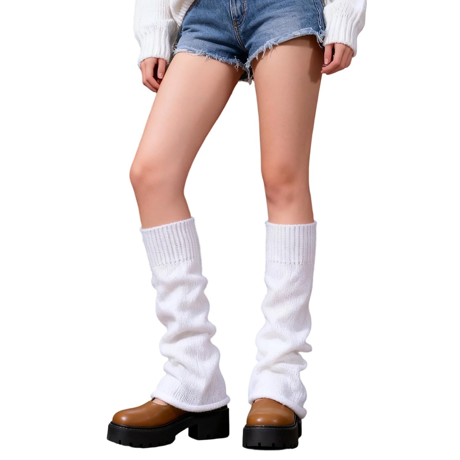 White Leg Warmers Kawaii Leg Warmers Goth Flared Legs Warmer Ankle Warmer Harajuku Crochet Baggy Cuff Gothic Socks