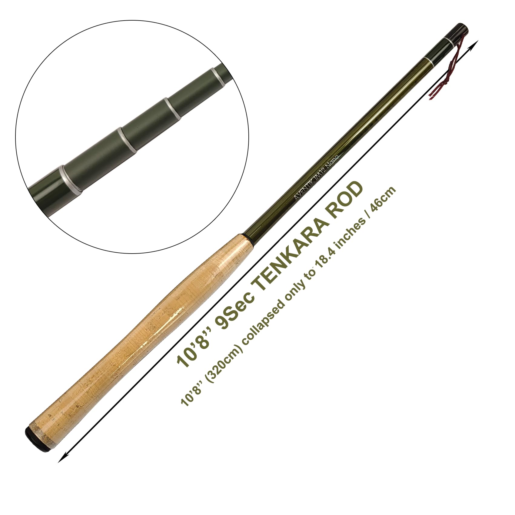 Tenkara Rods Pro IM12 Nano 6:4 Action-Mini-Größen, alle Wasserbedingungen, hochwertige Carbon-Schlauchverpackung, extra Ersatzabschnitte enthalten, Tenkara-Fliegenruten