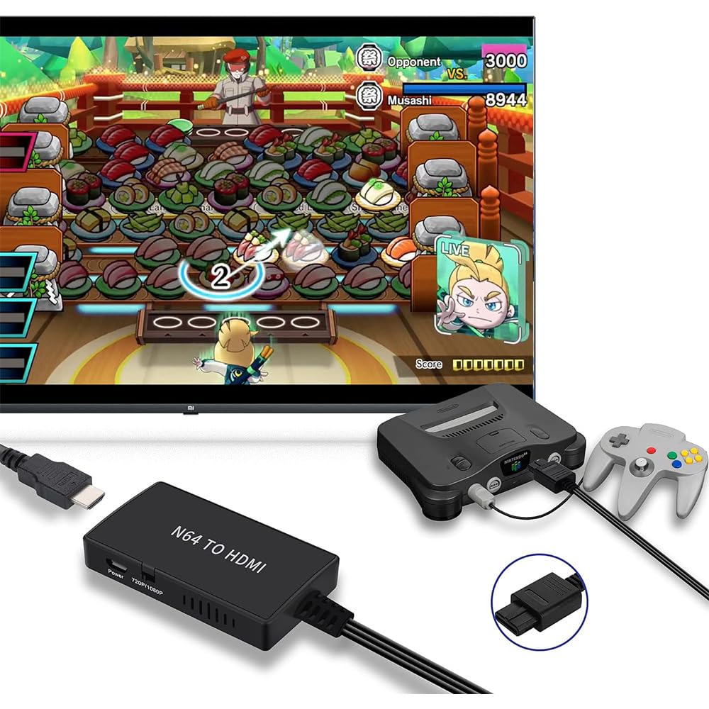 N64 to HDMI Converter Adapter, HDMI Converter with HDMI Cable for N64/SNES Game Video Signal to HDMI Signal, Displayed on 1080p HD TV/Moniter