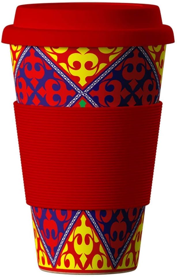 Bamboo Cup Reusable Coffee Cup with Lid and Silicone Sleeve - Bamboo Coffee Cup with Tight Seal Cover and Sip Hole - Eco Cup Made from Bamboo, Food-Safe and Dishwasher Safe (Orient)