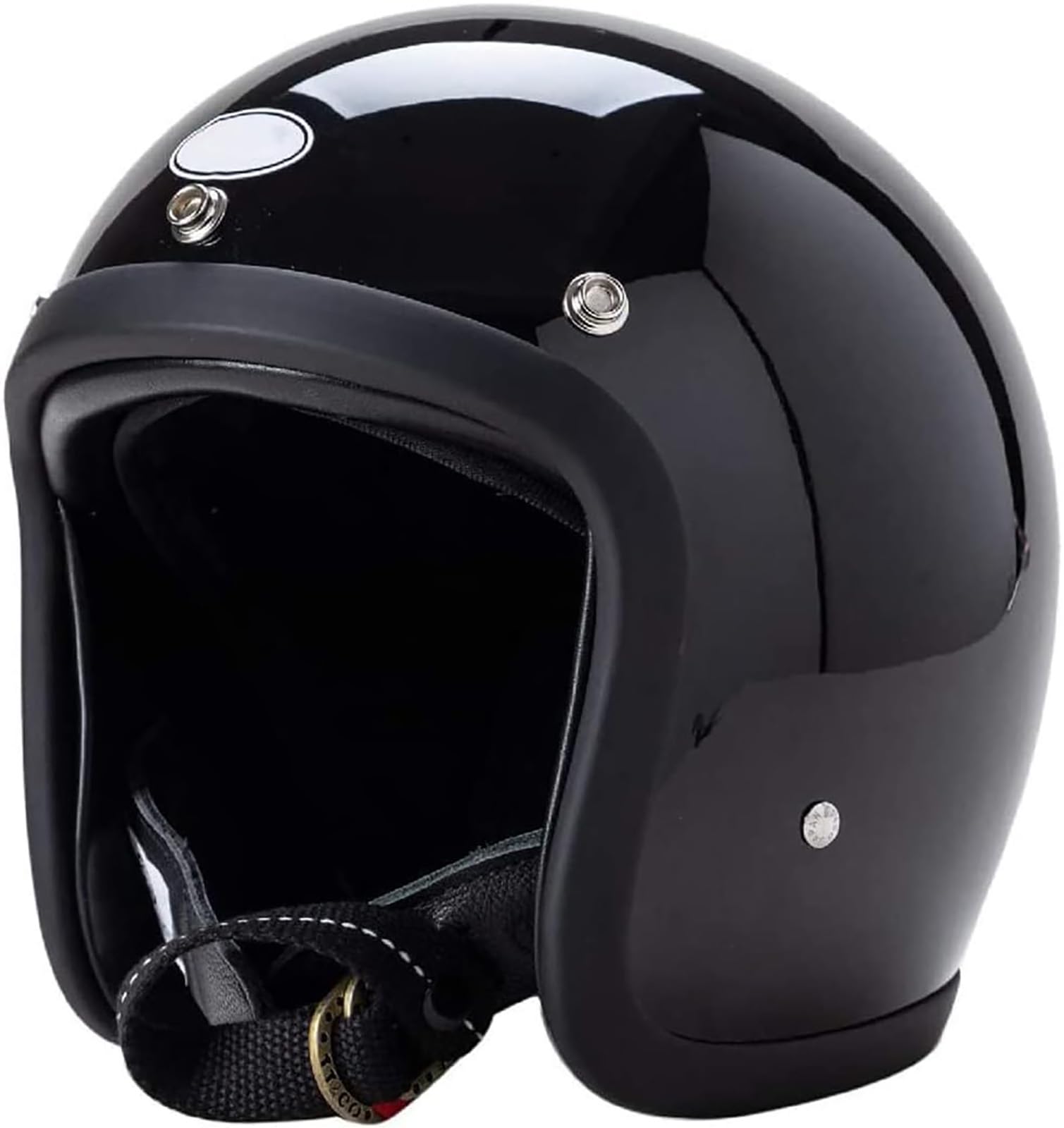 Classic Helmet 500TX Casco Pequeño Vintage Casco Jet Scooter ECE 3/4 Casco Medio Retro Estilo Casco De Motocicleta para Hombre Mujer,Gloss Black,XL