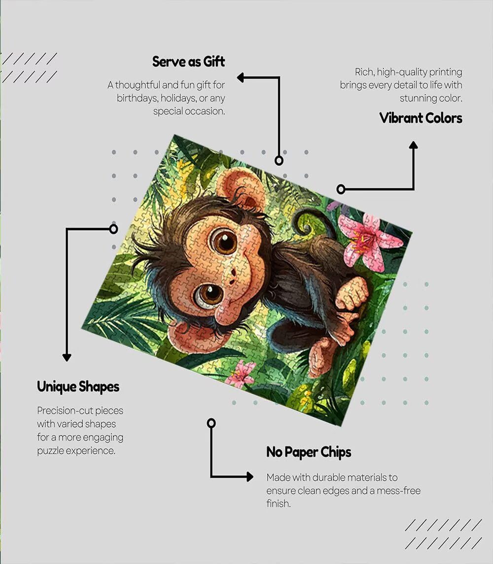 Puzzle 2000 elementów, urocza małpa puzzle dla dorosłych 2000, klasyczne puzzle, gra edukacyjna puzzle, niemożliwe wyzwanie, gra zręcznościowa dla całej rodziny, dekoracja ścian BXHZW4-364