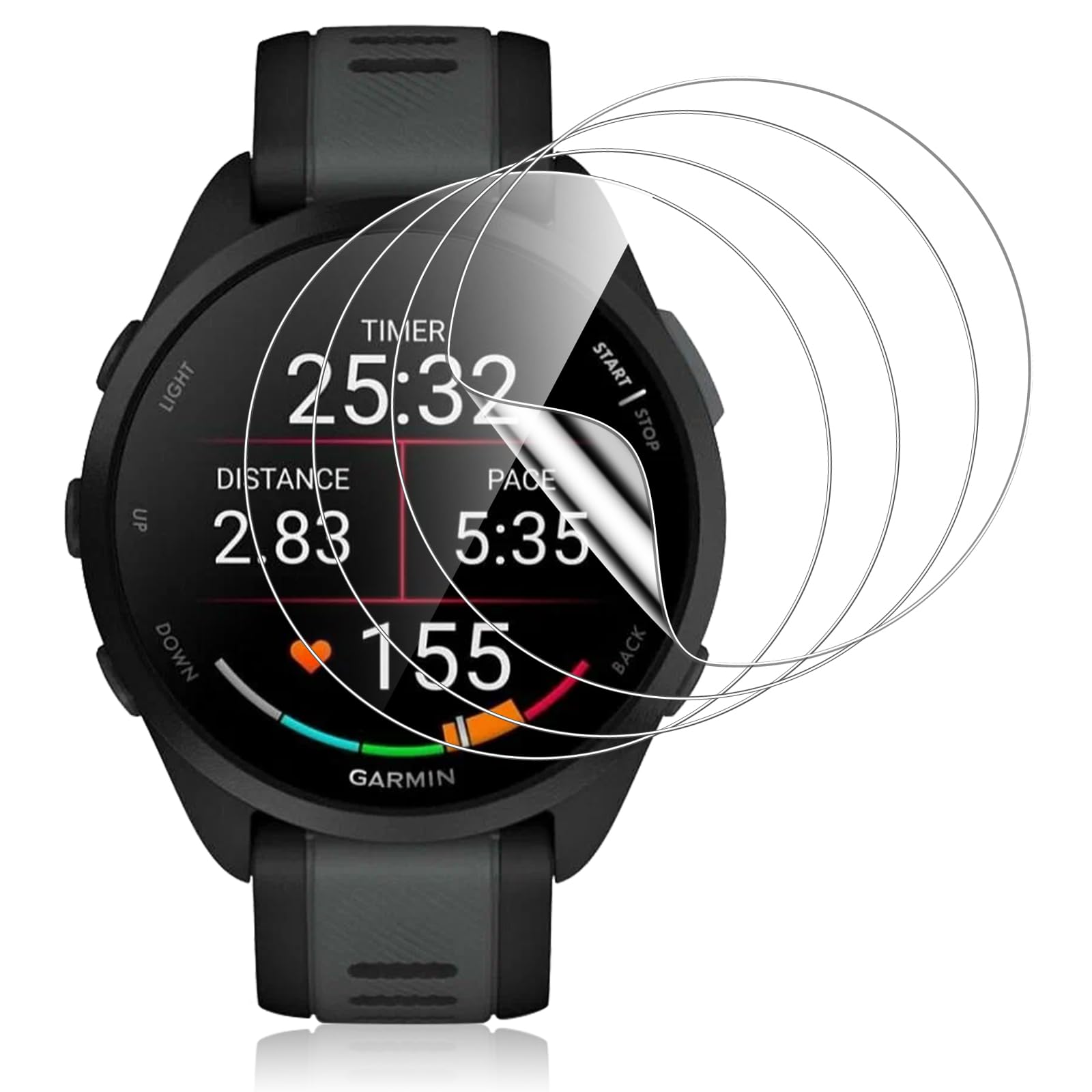Yenwen Vetro Temperato per Garmin Forerunner 165/165 Music Protezione, con Kit di Installazione, 3 Pezzi Pellicola Protettiva 9H Durezza Anti-Graffio Temperato Schermo, Senza Bolle Trasparente