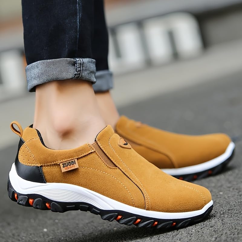 Plus Size Men's Solid Slip On Trekking Shoes, Comfy Non Slip Soft Sole Casual Sneakers for Men's Outdoor Activities3
